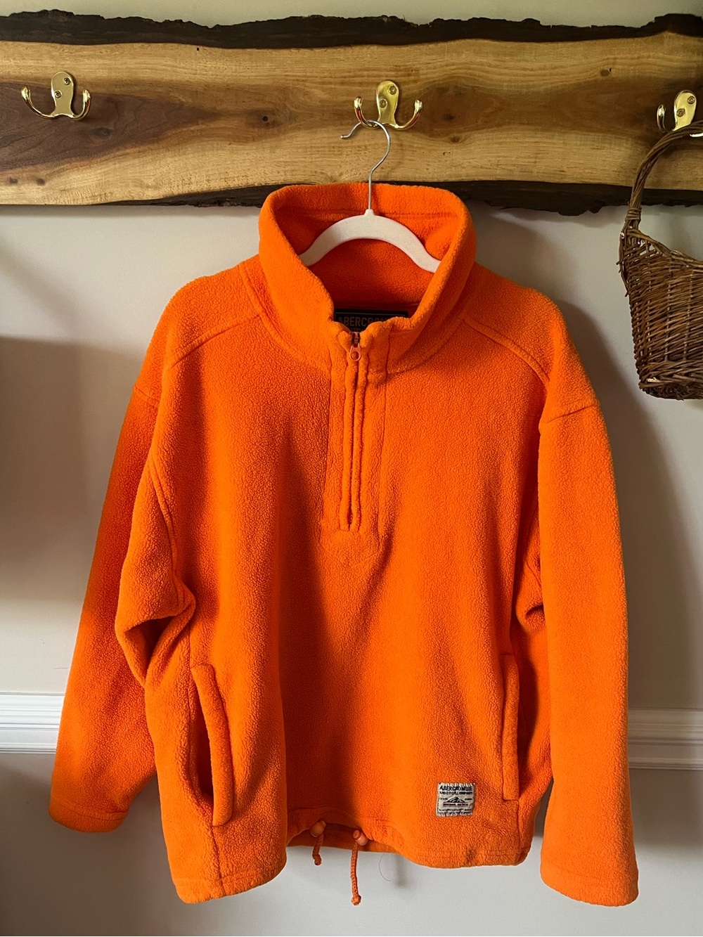 Vintage Y2K Abercrombie Orange Fleece Quarter Zip Jacket Sweatshirt L XL
